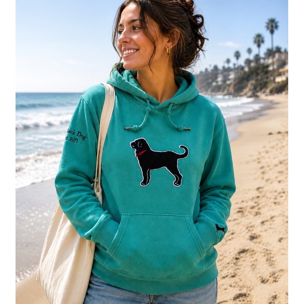 THE BLACK DOG Embroidered Fuzzy Logo Hooded Sweatshirt HOODIE Women's XXS Girls